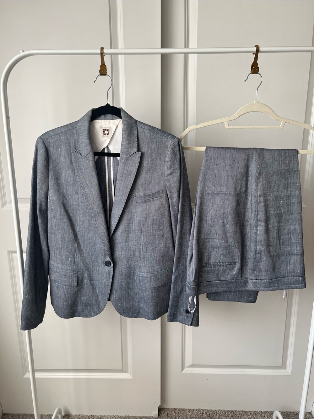 Anne Klein Women’s Chambray Two-Piece Suit Blazer & Trousers